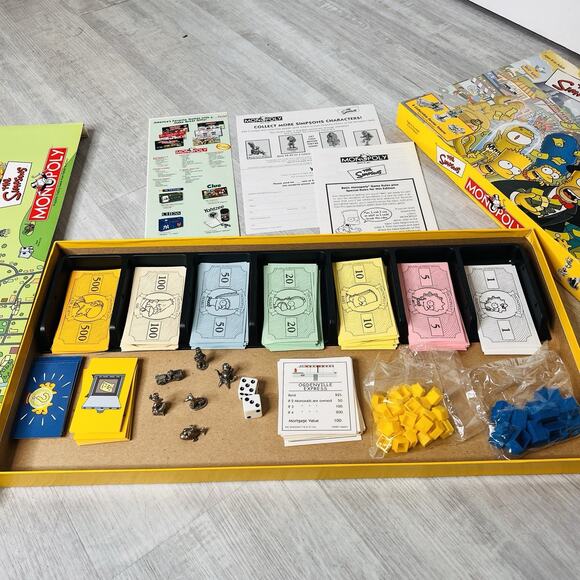 The Simpson Monopoly Board Game With Six Collectable Pewter Token Pieces - Picture 2 of 7